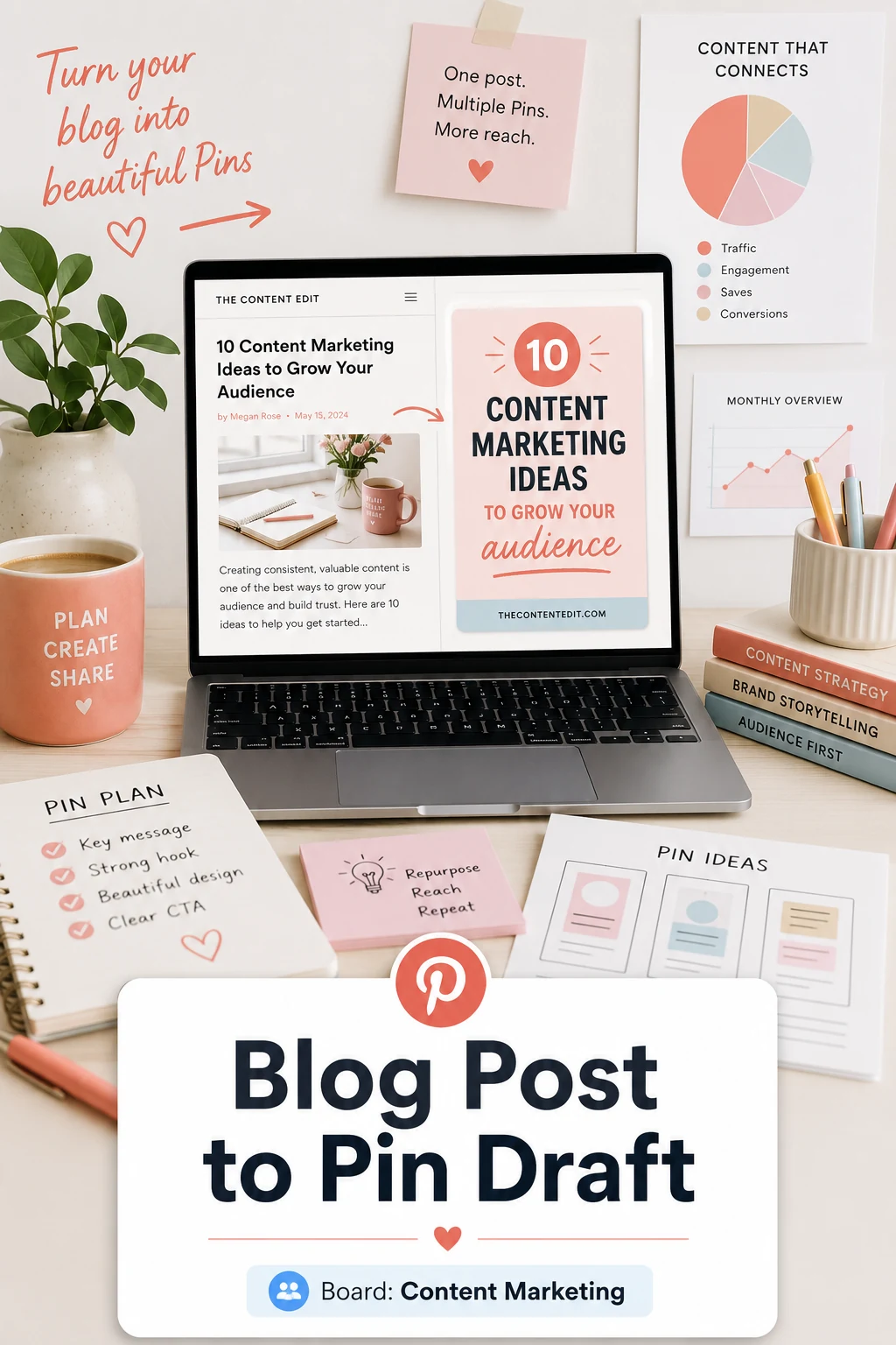 Sample Pinterest pin showing a blog post to pin draft