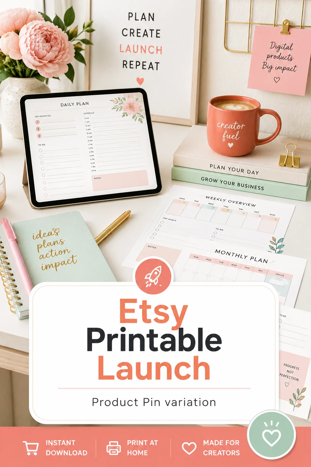 Sample Pinterest pin for an Etsy printable launch